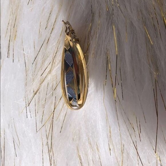 ATHENAA Gold Silver Imprinted Hoop Hinged Back - Picture 4 of 4